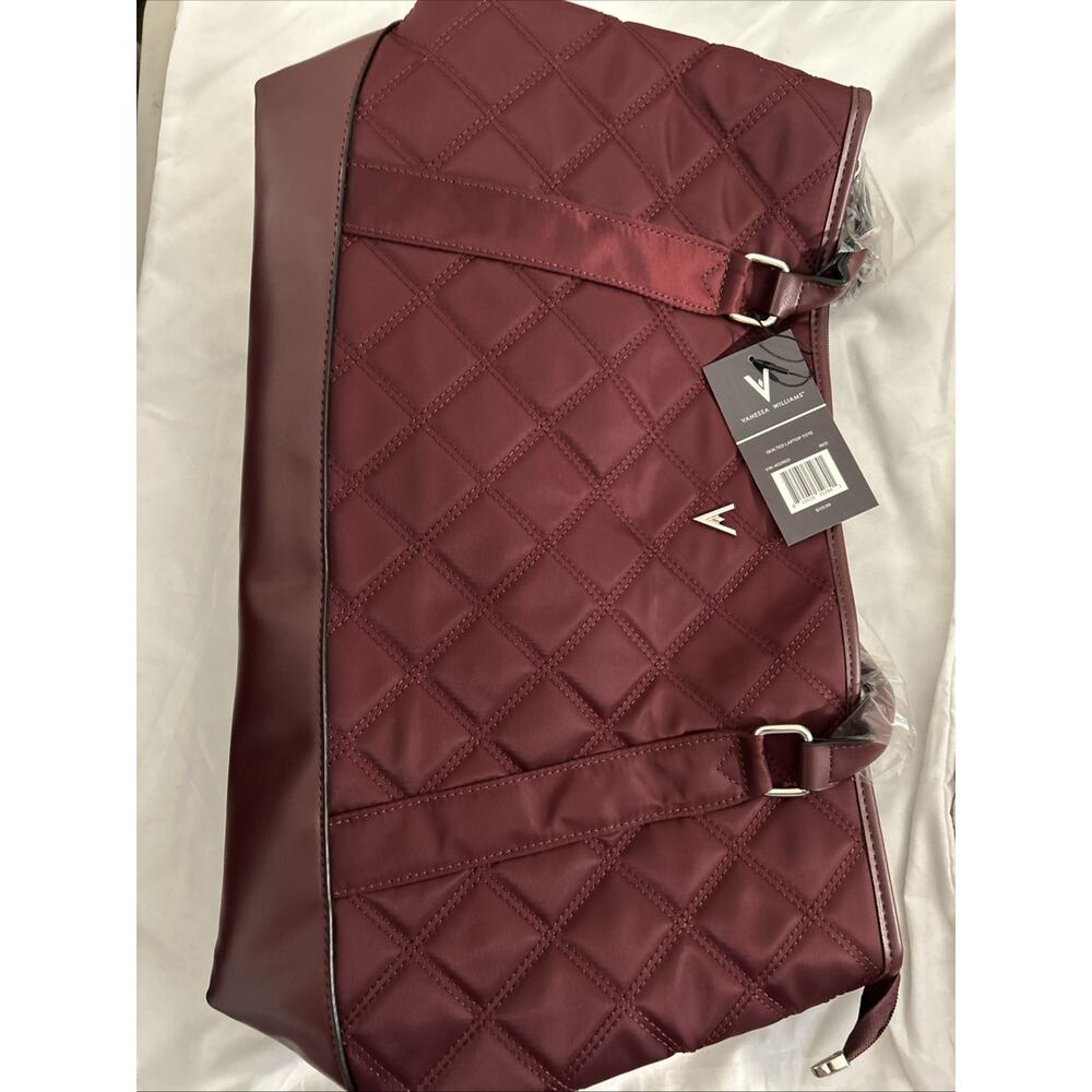 Vanessa Williams Tote Quilted Laptop Large Travel Maroon Red W/ Dustbag Nwt $139